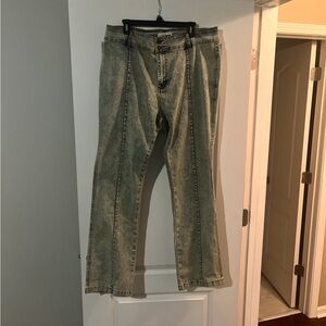 Fashion Nova Light Green Acid Wash Jeans